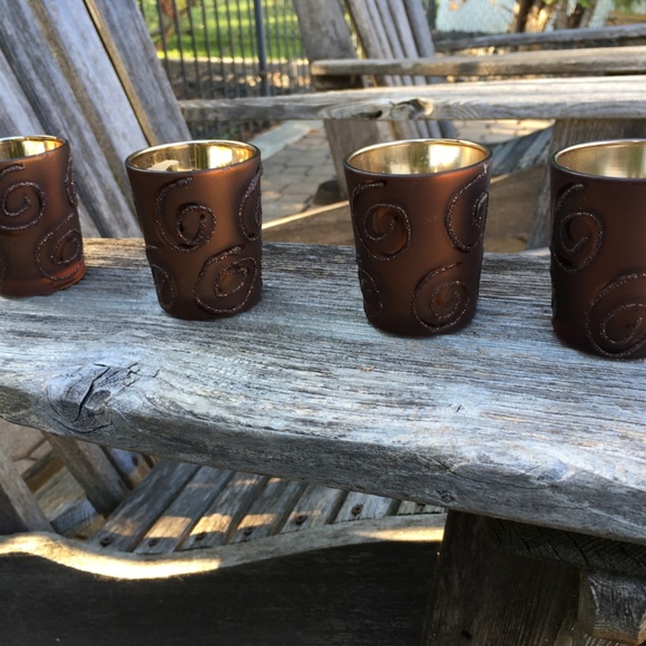 GORGEOUS Copper Glass Candle Holders set of 4 - Picture 4 of 7